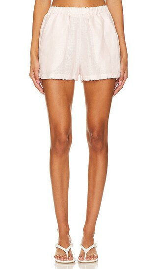 Scalloped Linen Shorts in Pink | Revolve Clothing (Global)