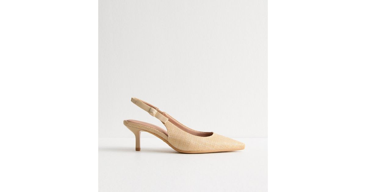 Camel Brown Woven Raffia Bow Slingback Court Shoes | New Look | New Look (UK)