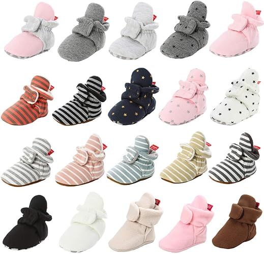 HsdsBebe Unisex Newborn Baby Cotton Booties Non-Slip Sole for Toddler Boys Girls Infant Winter Wa... | Amazon (US)