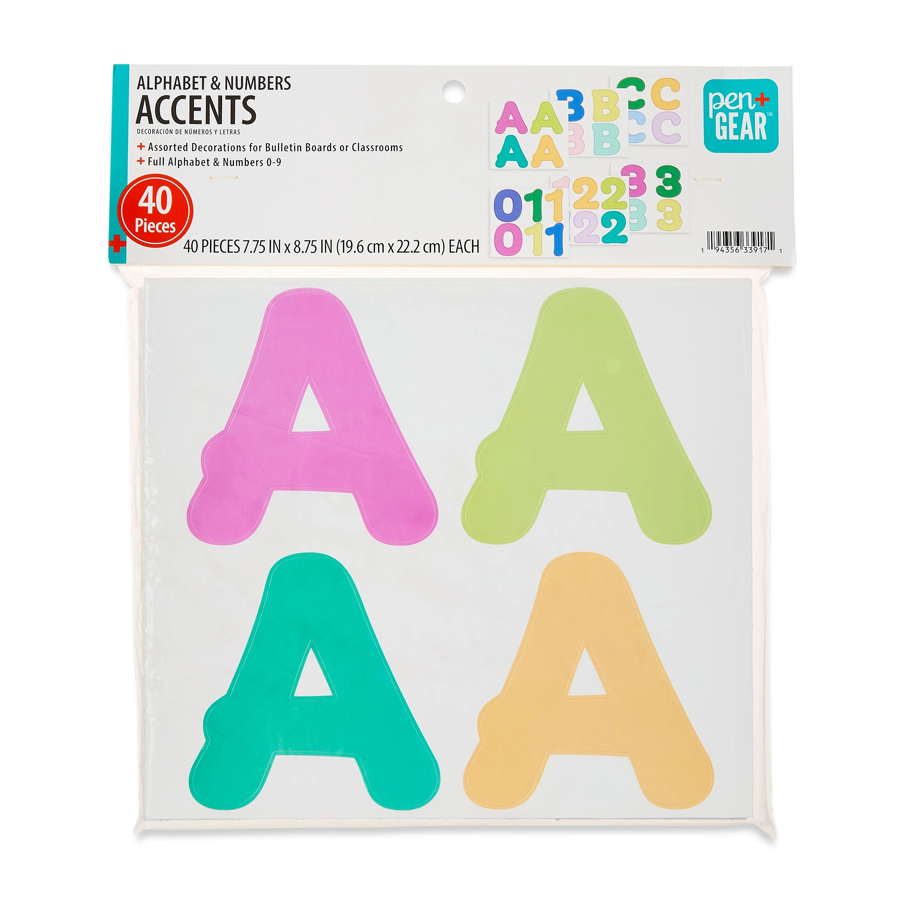 Pen + Gear Alphabet & Numbers Bulletin Board Decoration Accents, Multicolor | Walmart (US)