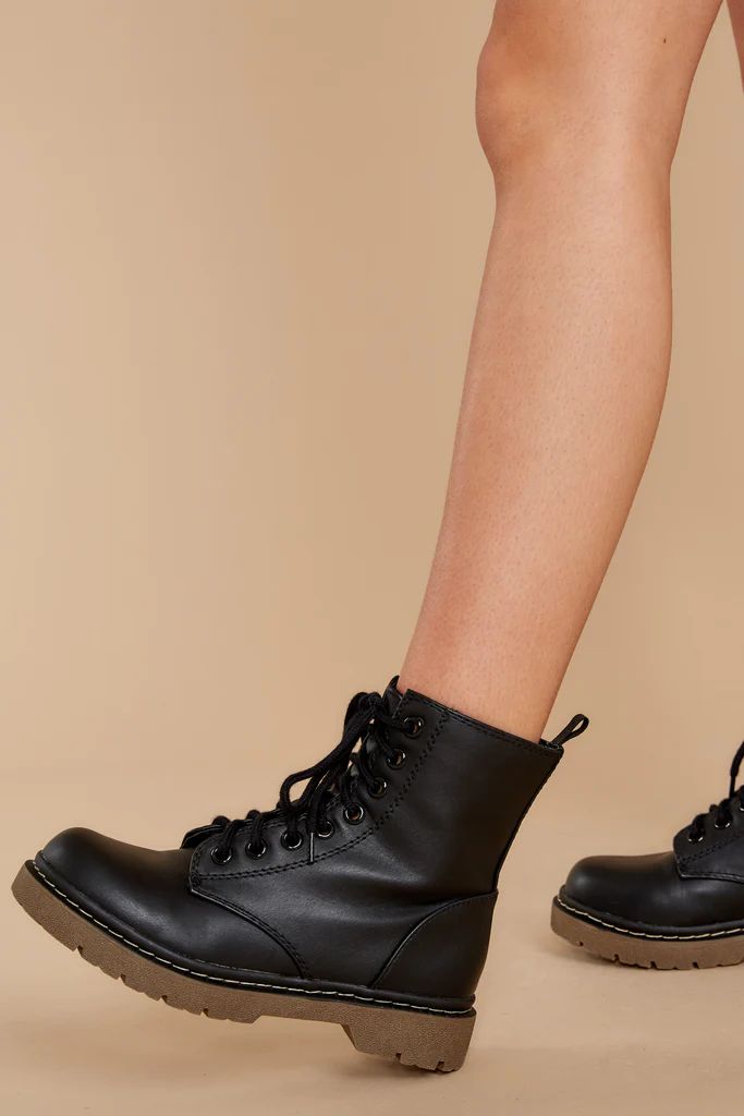 About A Girl Black Combat Boots | Red Dress 