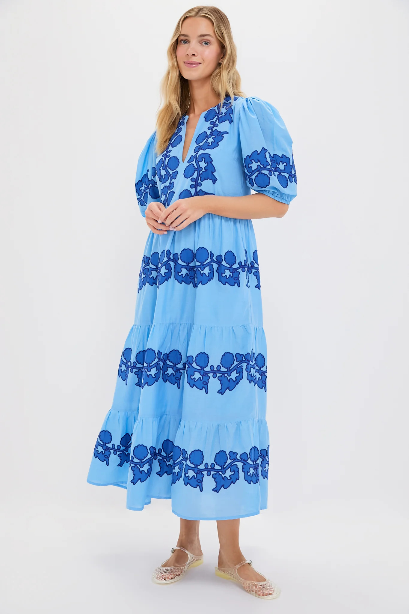Tangier Blue Puff Sleeve Maxi Dress | Tuckernuck (US)