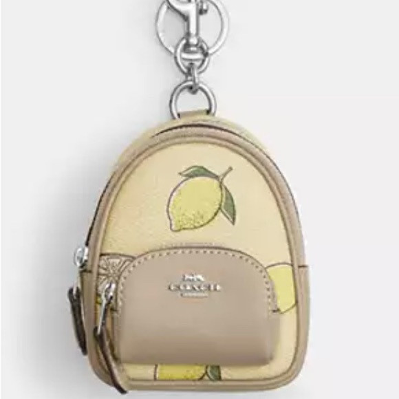 COACH Mini Backpack Bag Charm with Lemon Print NWT | Poshmark