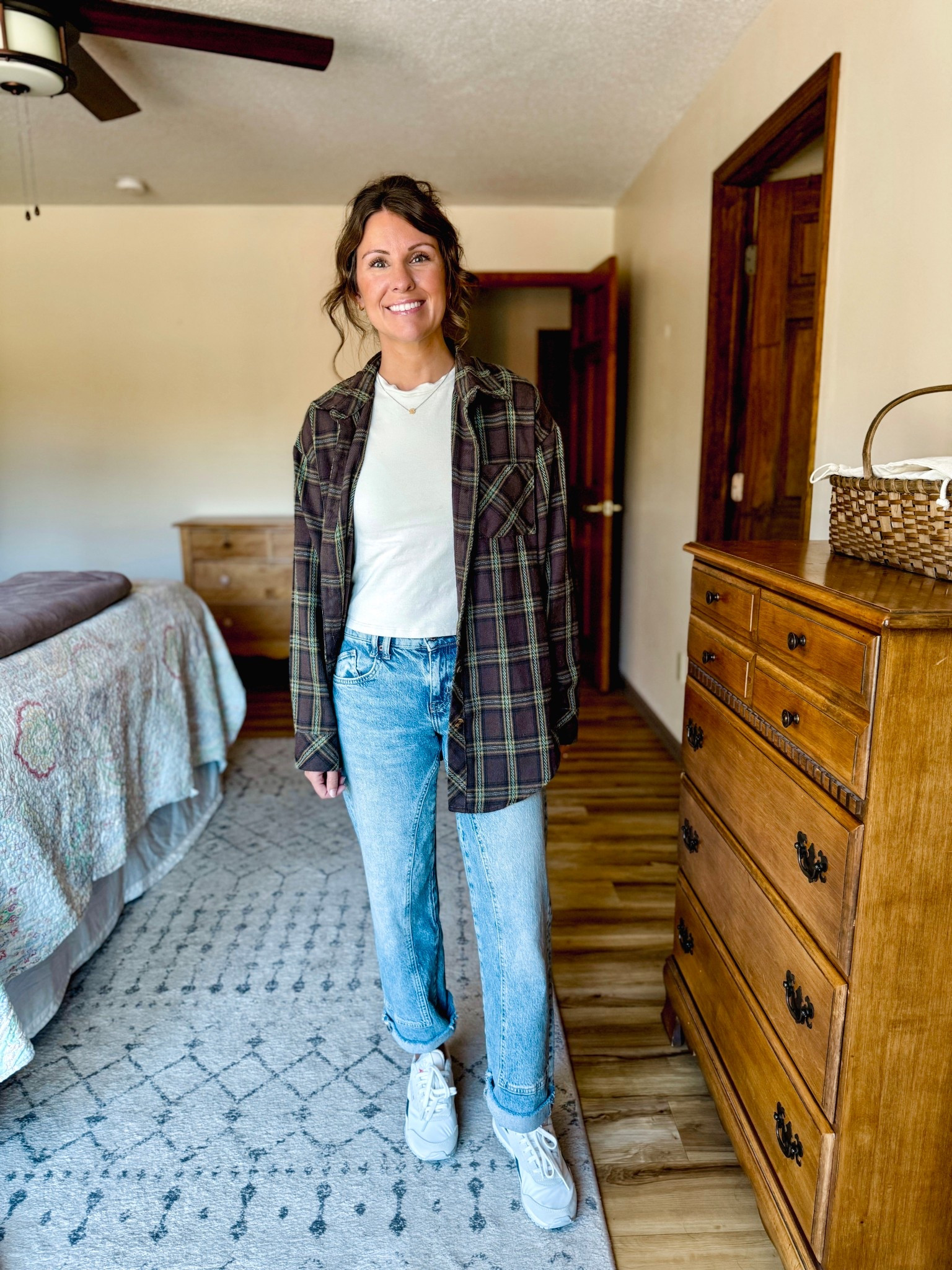 Wearing size small in my tee shirt, small on my flannel, and 24 short in my jeans (short is sold out but regular is stocked). My sneakers are size 6.5 and comfy! 

#LTKSeasonal #LTKPetite #LTKFindsUnder100