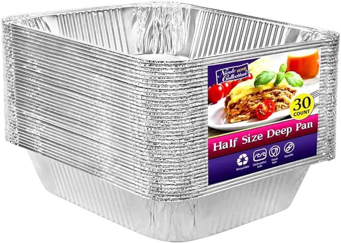 Aluminum Pans Half Size, 9X13, Extra Heavy Duty Disposable Foil Pans For Baking (30 Pack) Roastin... | Amazon (US)