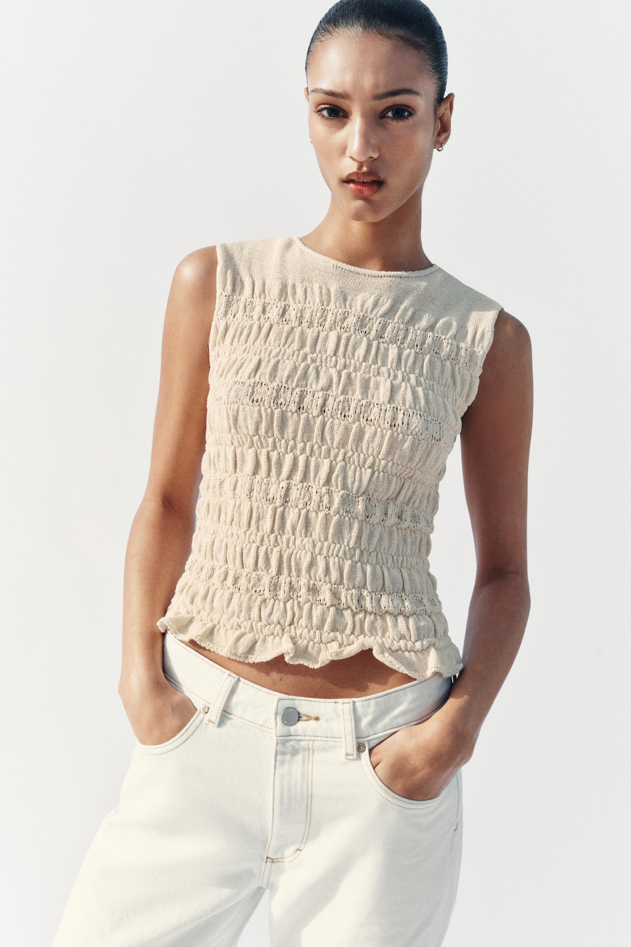 SMOCKED KNIT TOP | Zara US