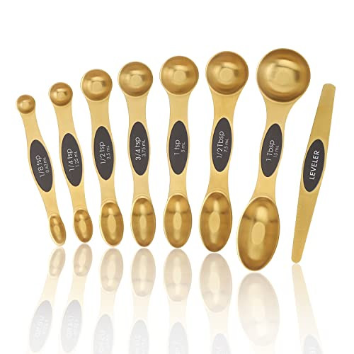 Magnetic Measuring Spoons Set, Stainless Steel, Dual Sided, Stackable, Dual Sided for Measuring D... | Amazon (US)