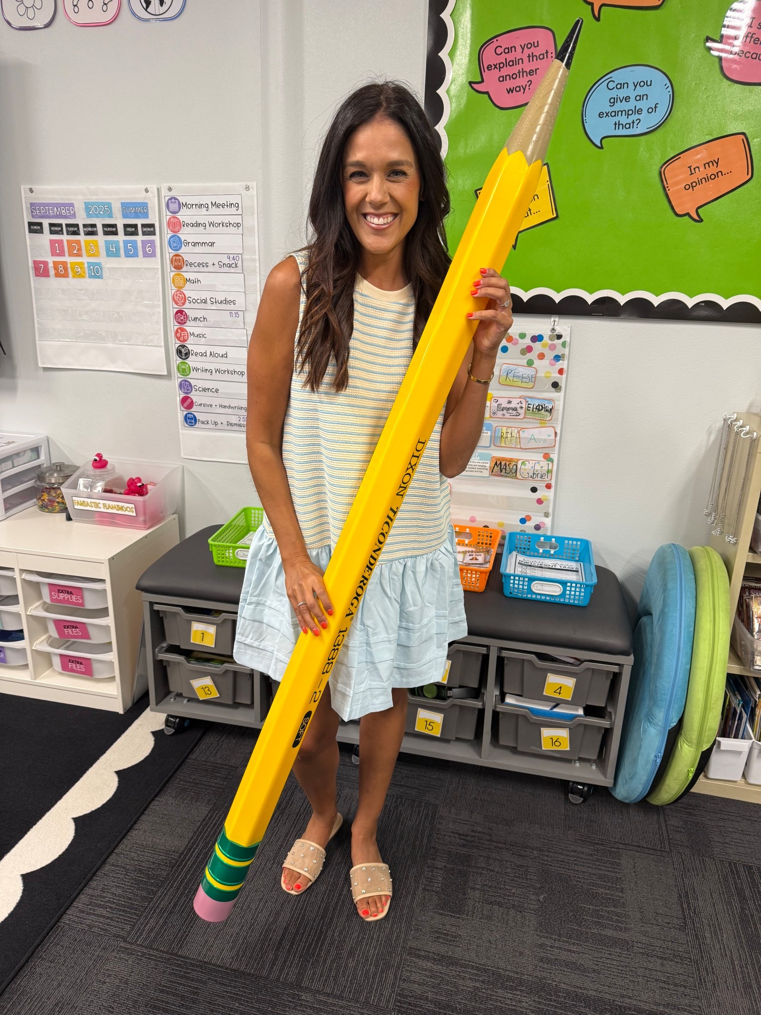 Light blue sleeveless teacher dress from Amazon! I wore it to Back to School Night! 