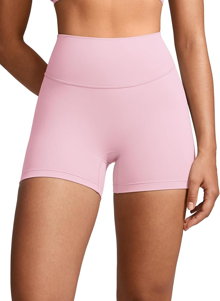 Womens High Waist No Front Seam Biker Shorts 4 Inches Running Volleyball Spandex Yoga Gym Workout... | Amazon (US)