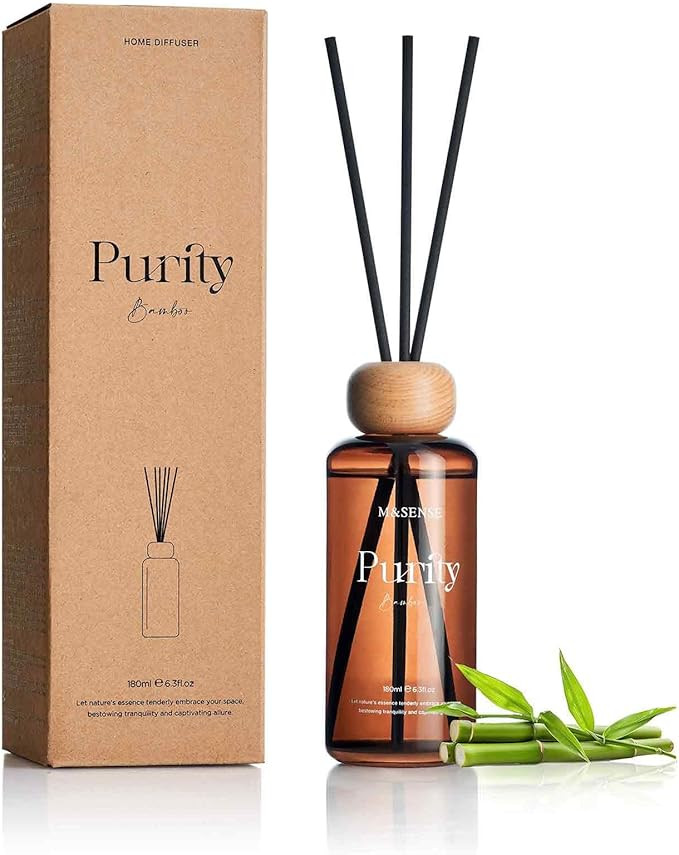 M&SENSE Reed Diffuser Set, Bamboo Scented 6.3 fl oz Natural Essential Oil Diffusers with Sticks, ... | Amazon (US)