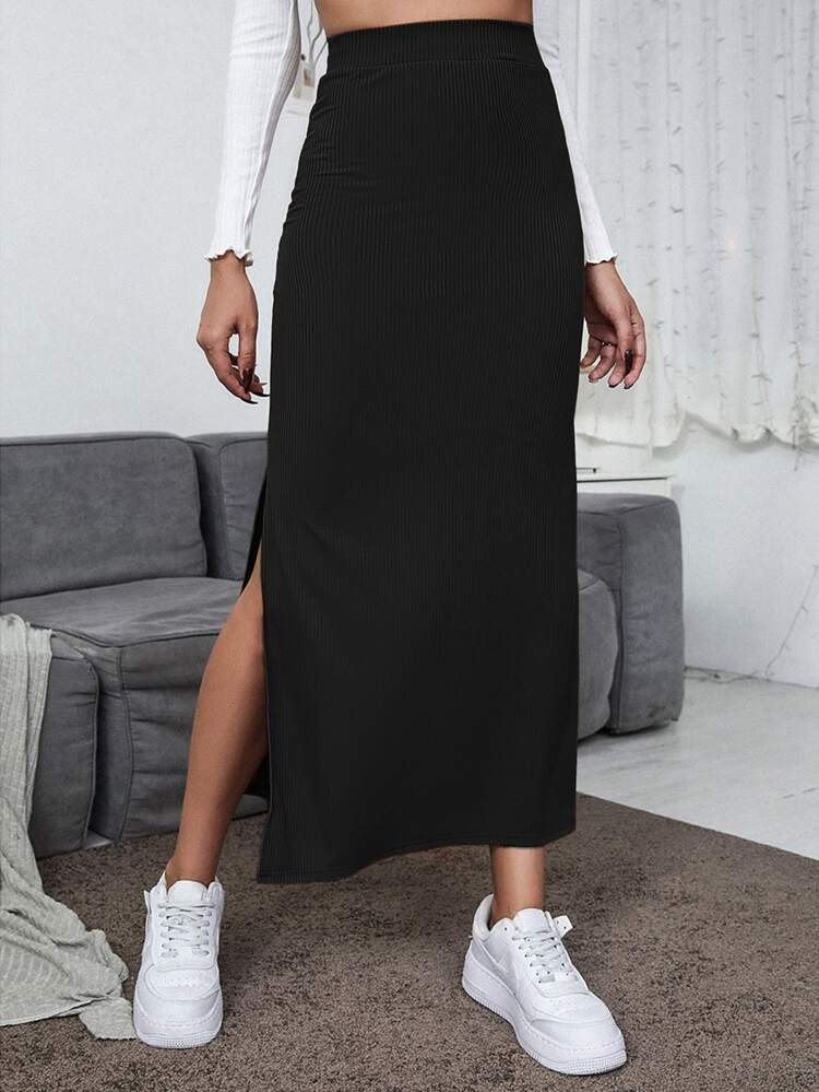 High Waisted Split Thigh Skirt | SHEIN