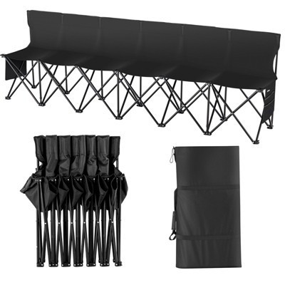 VEVOR Portable Folding Bench, 6 Seats Foldable Sideline Bench, Outdoor Camping Bench Chair with Carry Bag & Backrest | Target