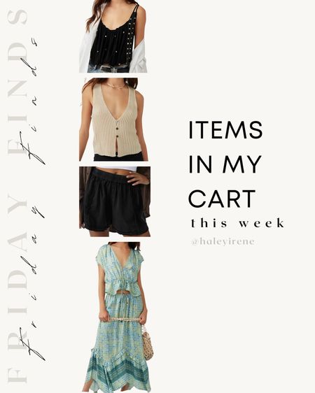 Items in my cart this week 🛒

- studded embellished tank
- the perfect sweater vest top
- the perfect baggy stretchy shorts
- the perfect set for summer

All free people at Nordstrom!

#LTKFind #LTKFestival #LTKfit