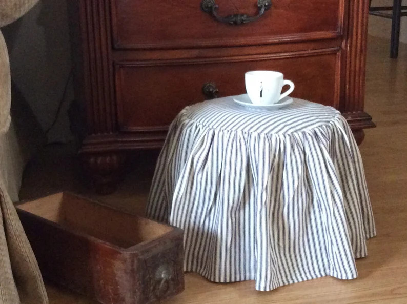 Footstool slipcover /ruffled/slipcover/shabby decor /cottage decor/ farm house decor/ barstool / ... | Etsy (US)