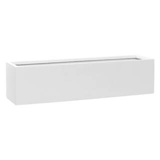 Balcony Extra Large 31.5 in. W Matte White Fiberstone Indoor Outdoor Modern Rectangle Planter | The Home Depot