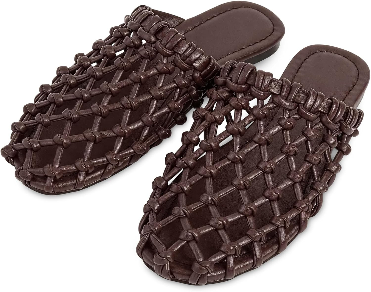 SOVANYOU Womens Slip on Mesh Flat Sandals Woven Mules Dressy Braided Flats Summer Beach Casual Closed Toe Slippers | Amazon (US)