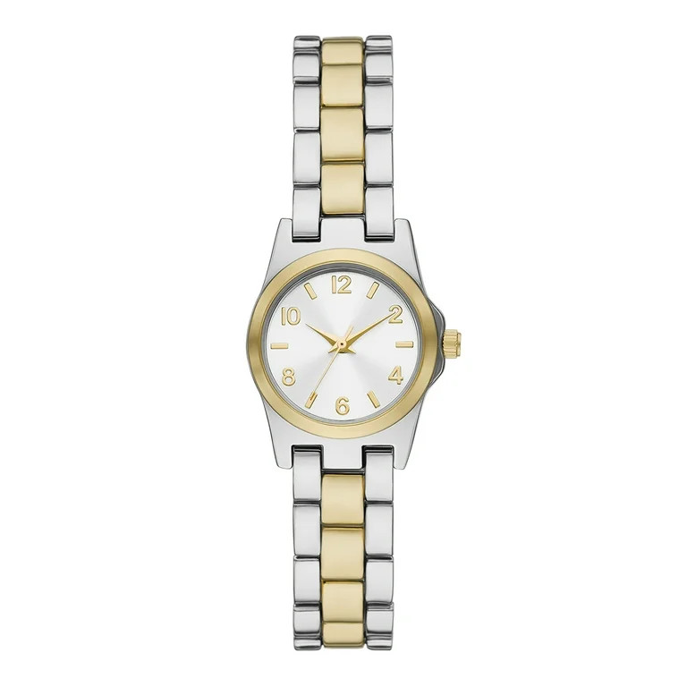 Time & Tru Women's Wristwatch: Two Tone Silver & Gold Round Mini Case and Bracelet, Gold Bezel, S... | Walmart (US)