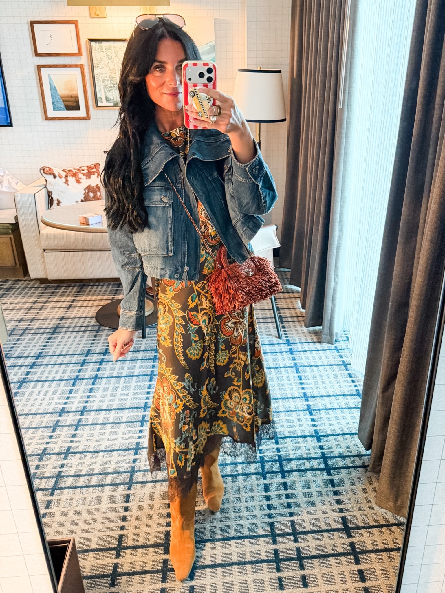 Love this new denim jacket from free people! Wearing a small in all
@Anthropologie farm Rio set is stunning

#LTKCon #LTKSeasonal #LTKootd
