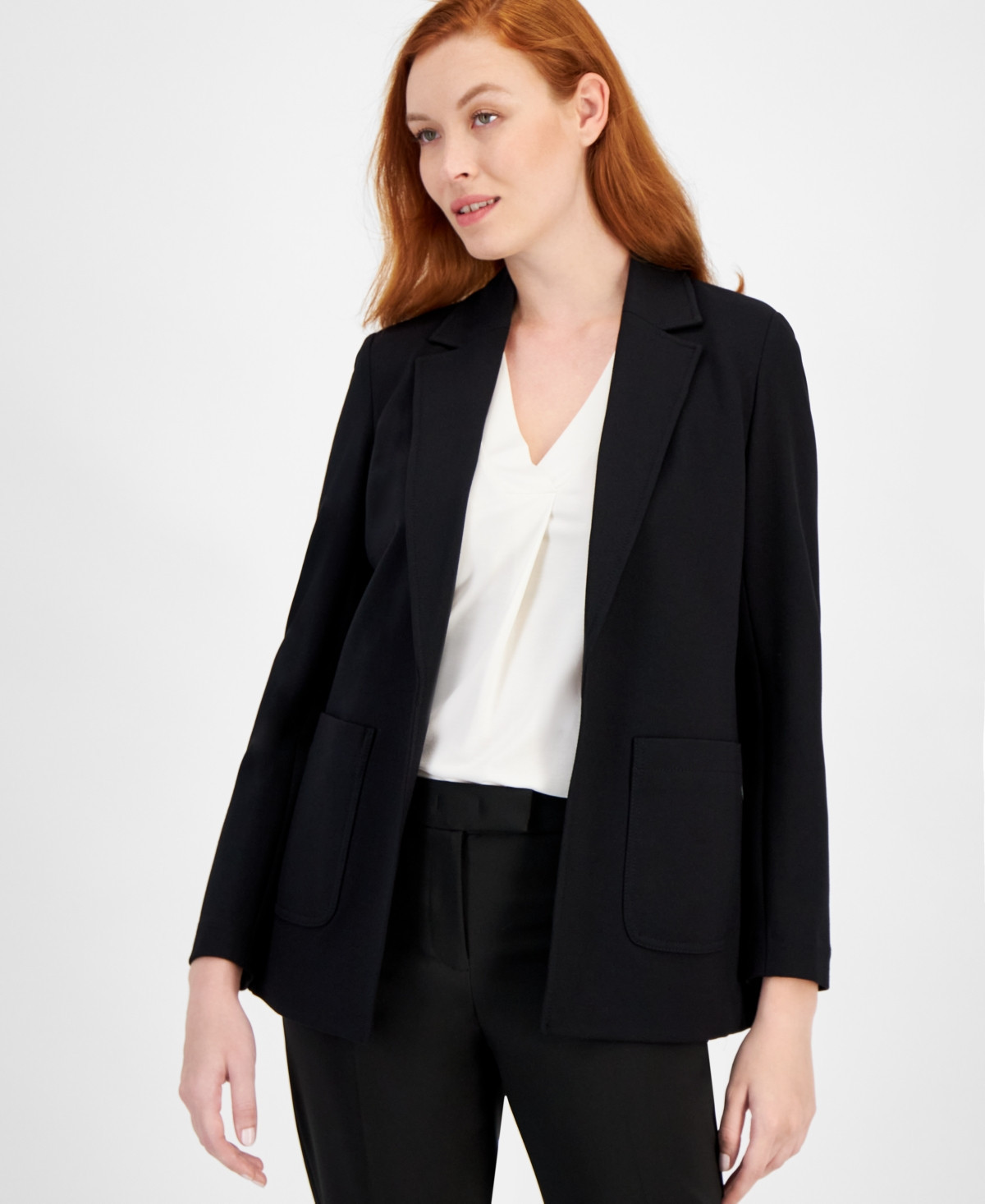 Anne Klein Women's Compression Notched Collar Blazer - Anne Black | Macy's