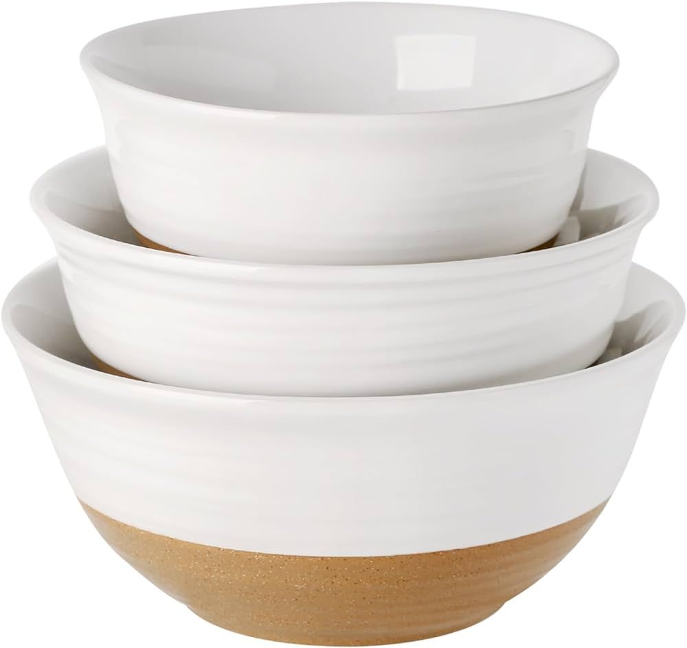 Hasense Mixing Bowls, Large Ceramic Salad Bowls 2.1/1.5/1.0 Qt, Versatile Serving Bowls for Cooki... | Amazon (US)