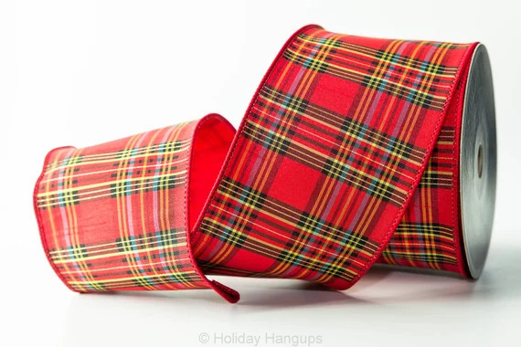 Red Multi Plaid WIRED Ribbon, 4 Inch, Luxurious Designer Ribbon by Farrisilk for Christmas or Hol... | Etsy (US)