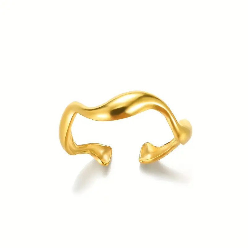 Men's Stainless Steel Geometric Wavy Ring Adjustable Opening - Temu | Temu Affiliate Program