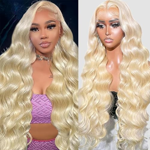 613 Lace Front Wig Human Hair 200% Density 13x4 HD Body Wave Blonde Lace Front Wigs Human Hair Pre Plucked 13x4 Blonde Wig Human Hair 12A Lace Frontal Wig Glueless Wigs Human Hair for Women (24 Inch) | Amazon (US)