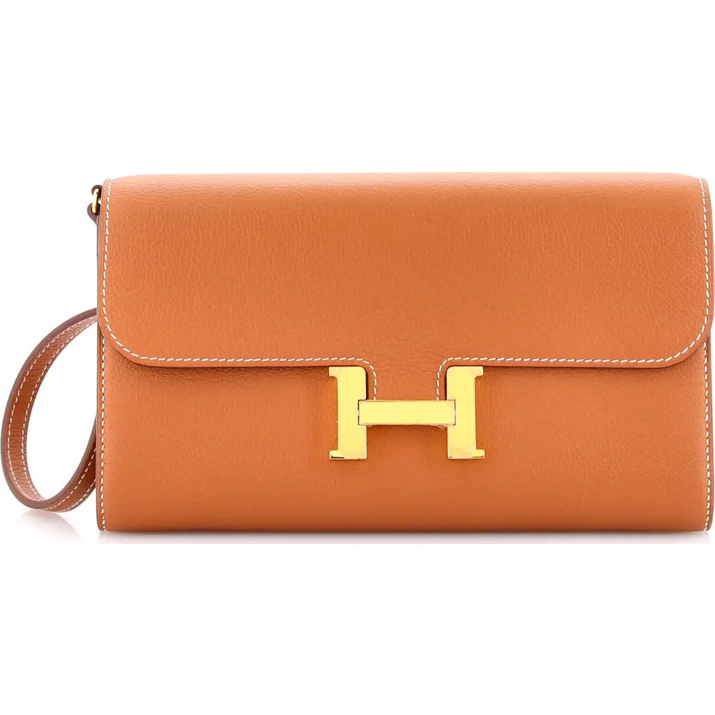 Pre-Owned Hermes Constance To Go Wallet Evercolor in Metallic Gold at Nordstrom, Size X-Small | Nordstrom
