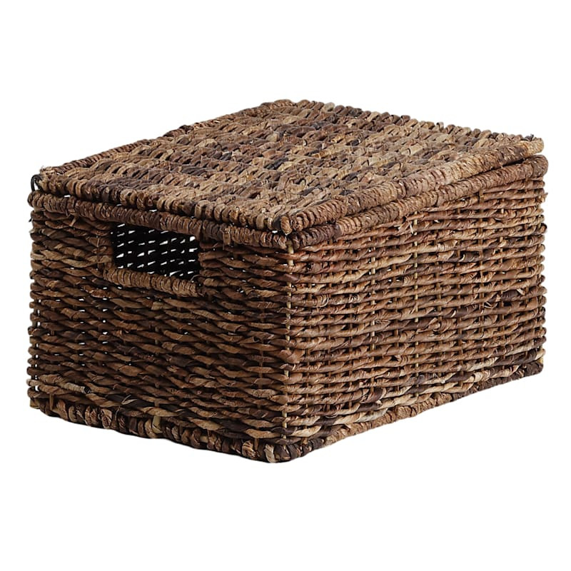Woven Abaca Storage Basket with Lid, Medium | At Home