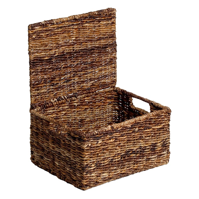 Woven Abaca Storage Basket with Lid, Medium | At Home