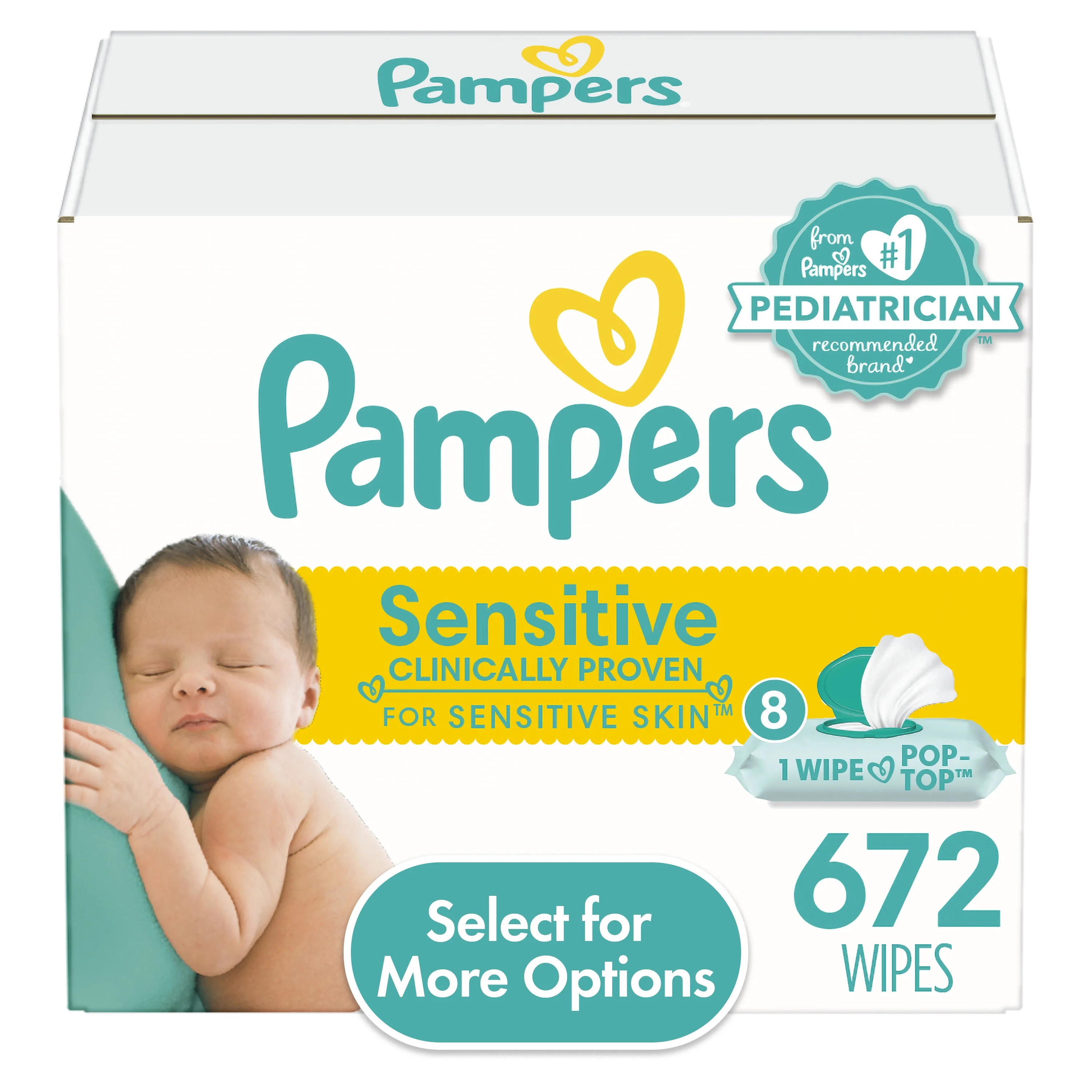 Pampers Sensitive Baby Wipes 8X Flip-Top Packs 672 Wipes (Select for More Options) | Walmart (US)
