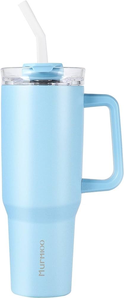 Murmioo 40OZ Tumbler with Handle and Straw,Insulated Leak Proof Double Walled Stainless Steel Tra... | Amazon (US)