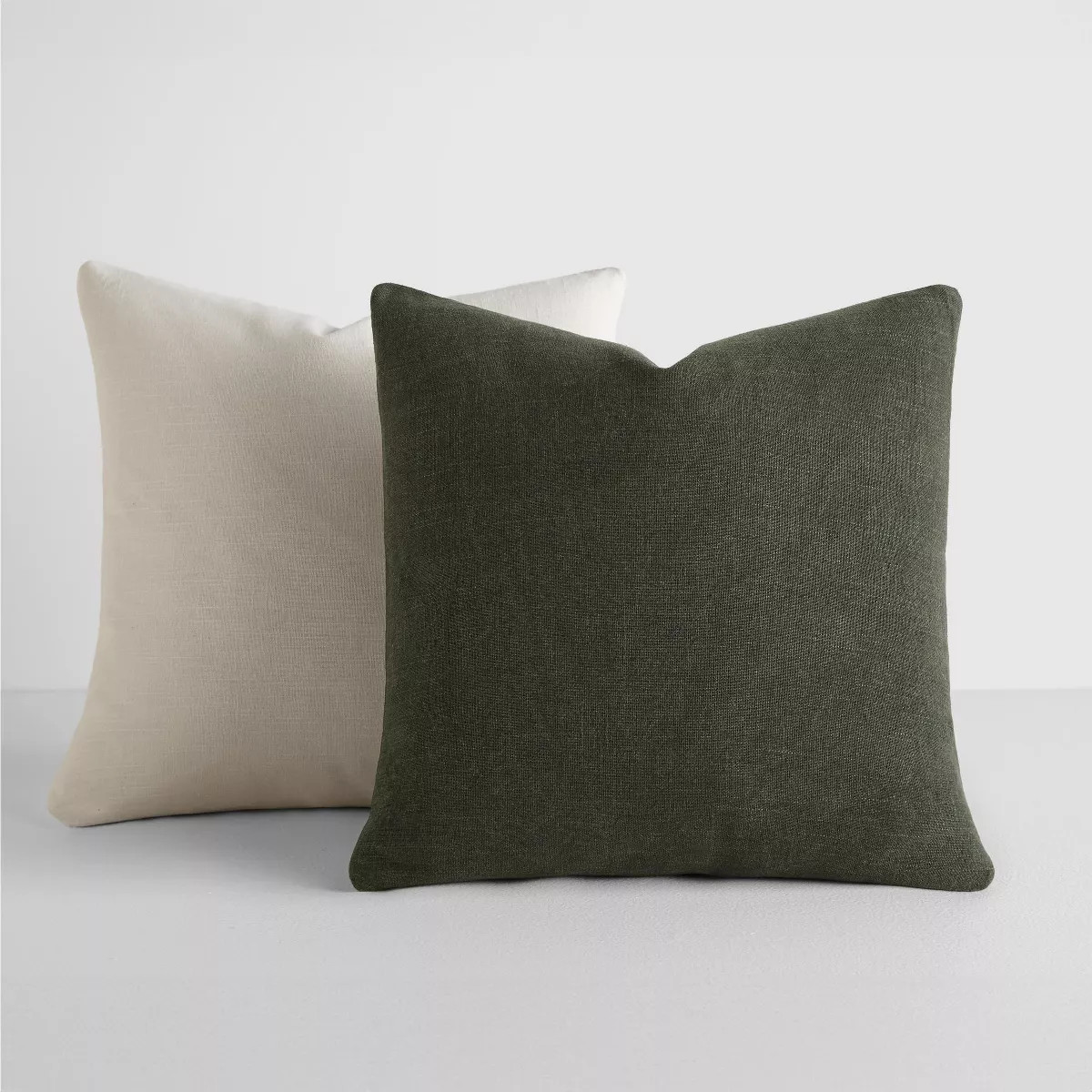 2-Pack Cotton Slub Solid Throw Pillows and Pillow Inserts Set - Olive & Natural - Becky Cameron, ... | Target
