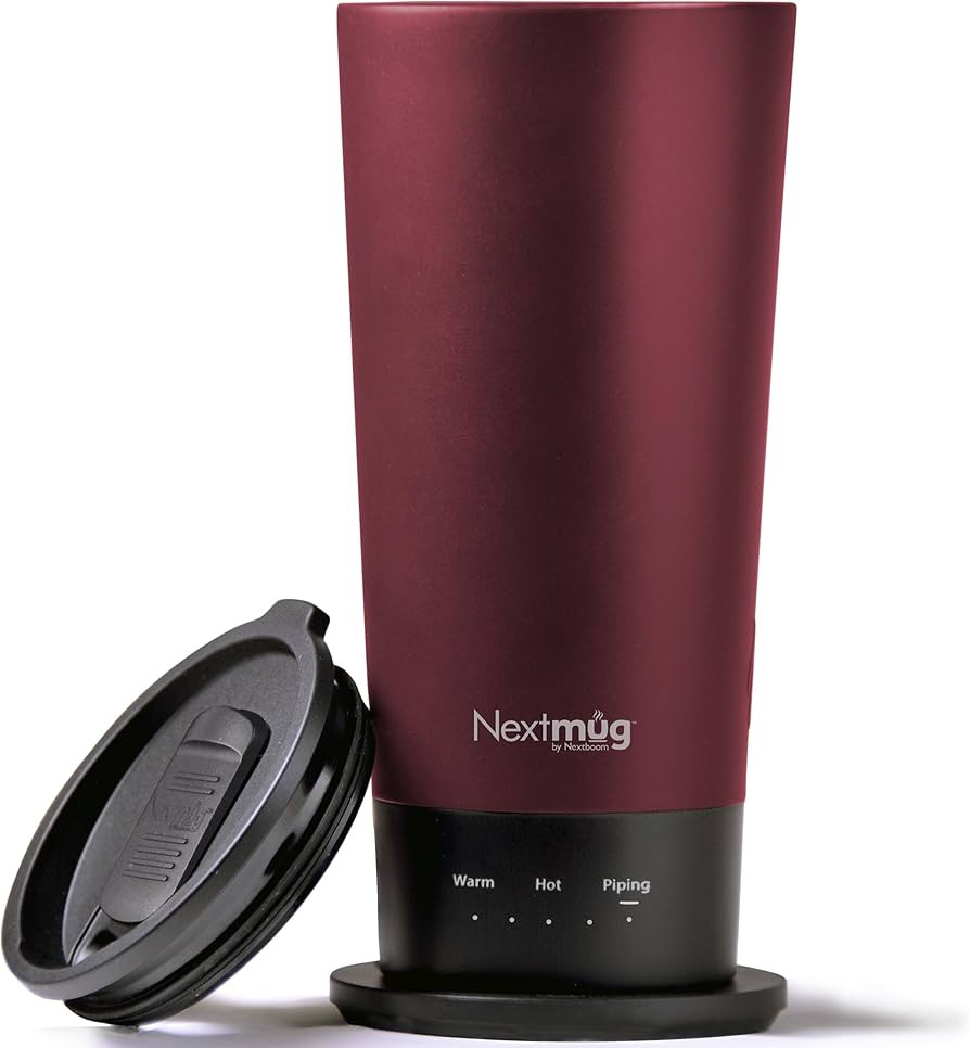 Nextmug Go - Temperature-Controlled, Self-Heating Travel Mug (Burgundy - 16 oz.) | Amazon (US)