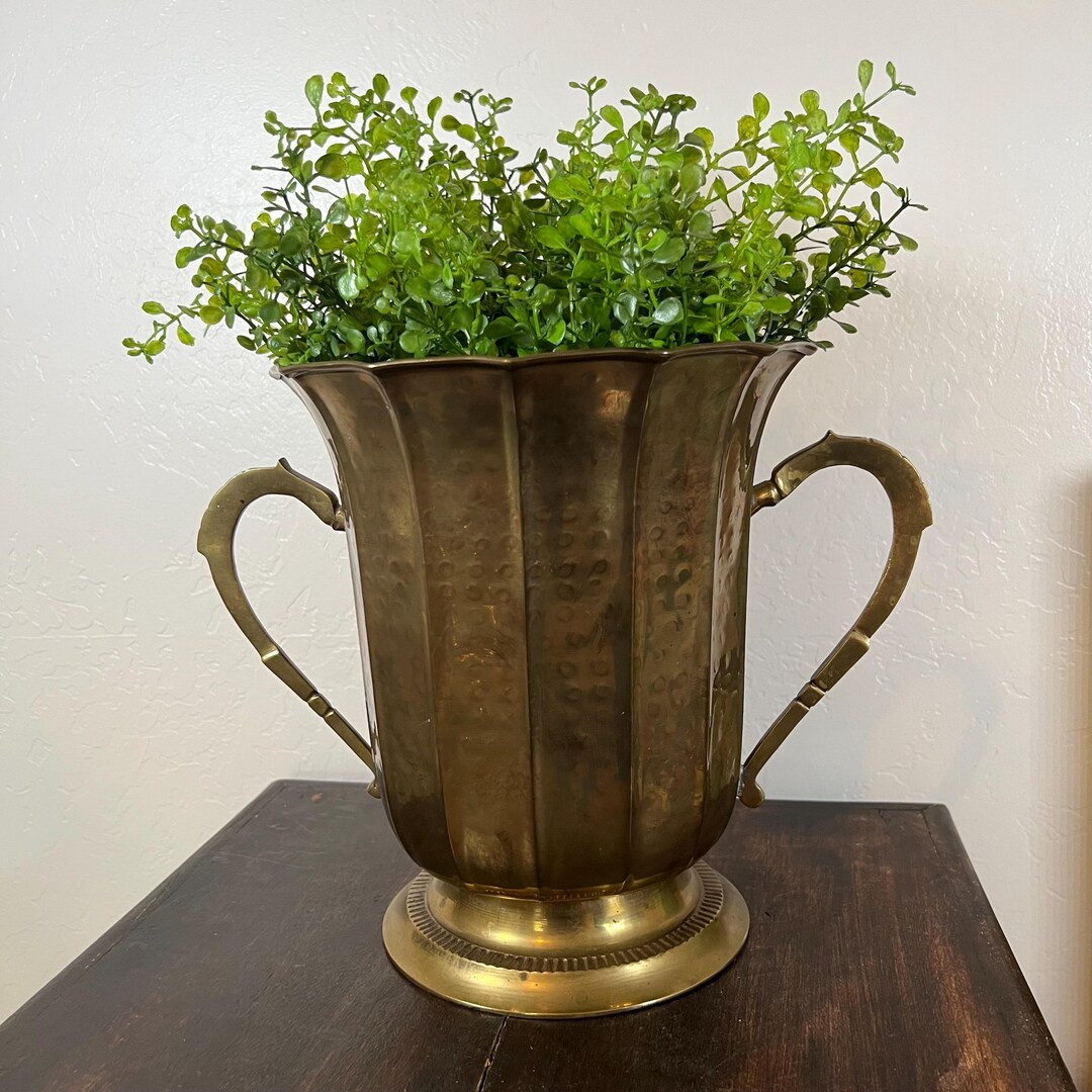 Vintage Hammered Brass Champagne/ice Bucket Vase With Handles – Double Handle Fluted Brass Vess... | Etsy (US)
