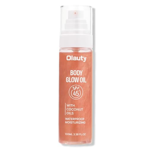 Body Glow Oil,SPF 45,Sunscreen Body Oil,Lightweight Glowing Lotion,Moisturizing Coconut Oils,Waterproof Non Sticky Texture Easy Absorb Shimmer Skin Moisturizer Beach Travel Essentials (#02 Rose) | Amazon (US)