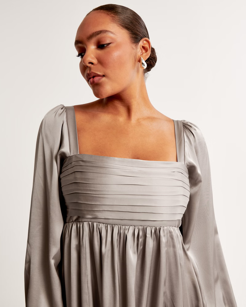 Emerson Satin Long-Sleeve Mini Dress | Abercrombie & Fitch (US)