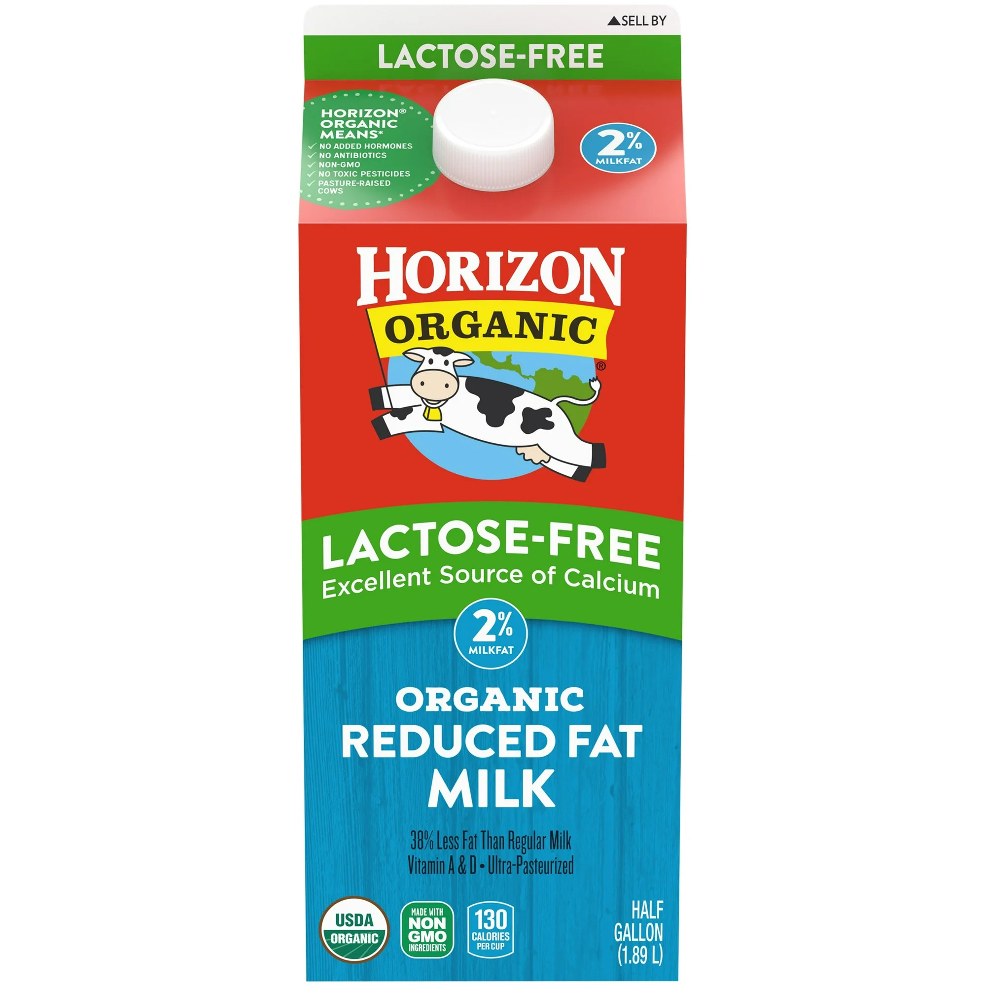 Horizon Organic 2% Reduced Fat Lactose-Free Milk,  Half Gallon | Walmart (US)