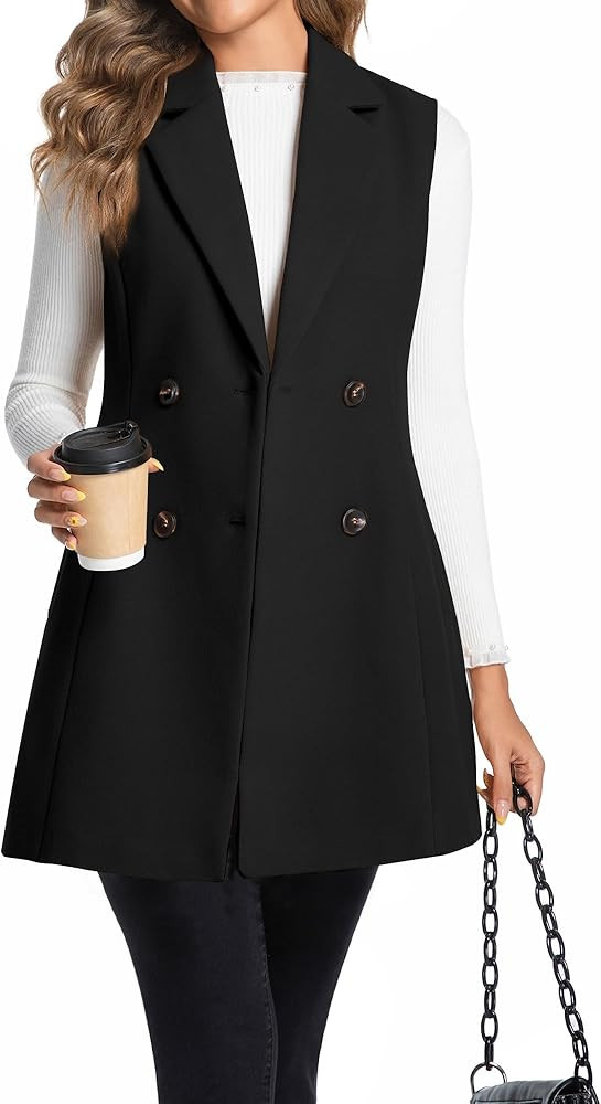 IDEALSANXUN Long Vest for Women Sleeveless Tweed Blazer Fall Jackets Cardigan Outerwear | Amazon (US)