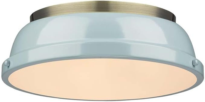 Golden Lighting 3602-14 AB-SF Duncan Flush Mount, Aged Brass with Seafoam Shade | Amazon (US)