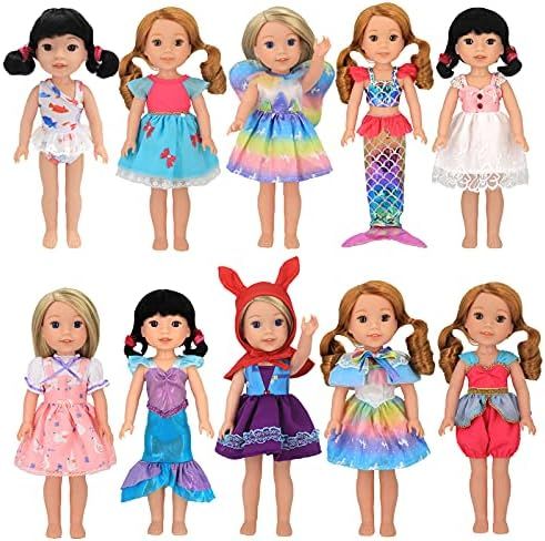 XADP 10 Sets Doll Clothes Dresses Clothing Outfits with Hat Fits for American Girl Wellie Wishers Do | Amazon (US)