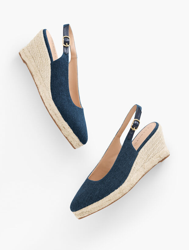Vivi Denim Slingback Espadrille Wedges | Talbots