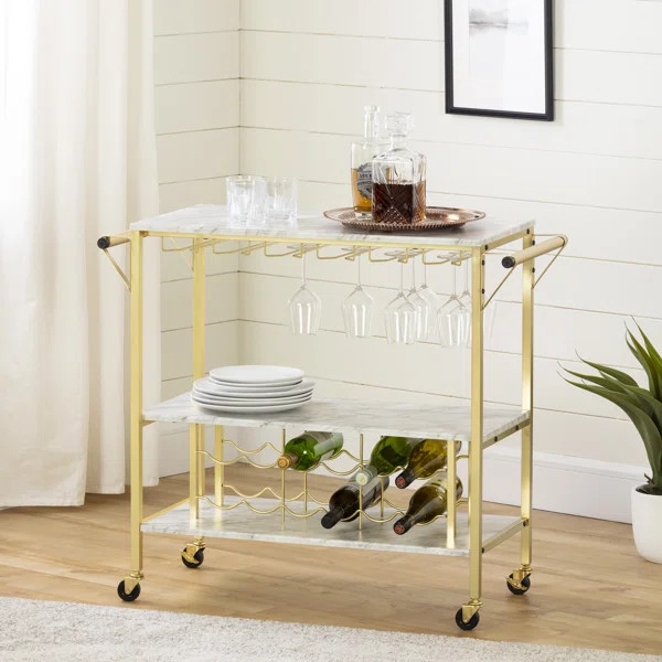 Maliza 16'' Wide Bar Cart with Wine Bottle Storage | Wayfair North America