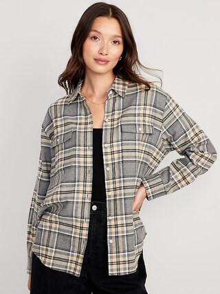 Oversized Flannel Boyfriend Shirt for Women | Old Navy (US)