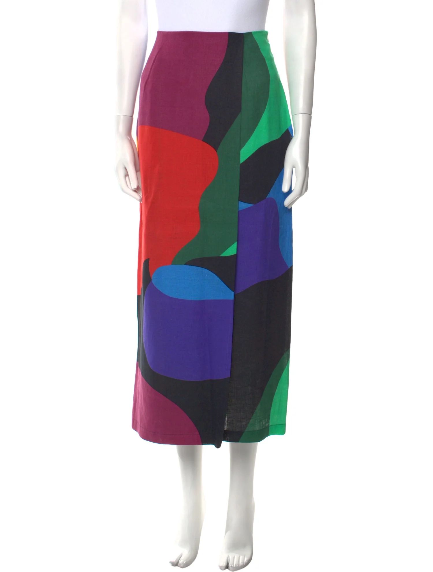 Colorblock Pattern Midi Length Skirt | The RealReal