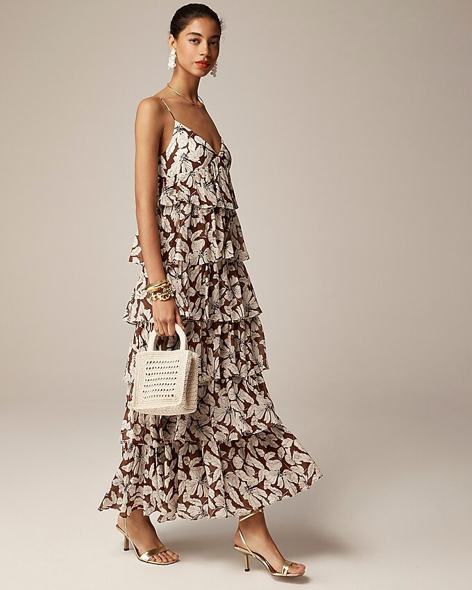 Collection ruffle-tier dress in floral chiffon | J. Crew US
