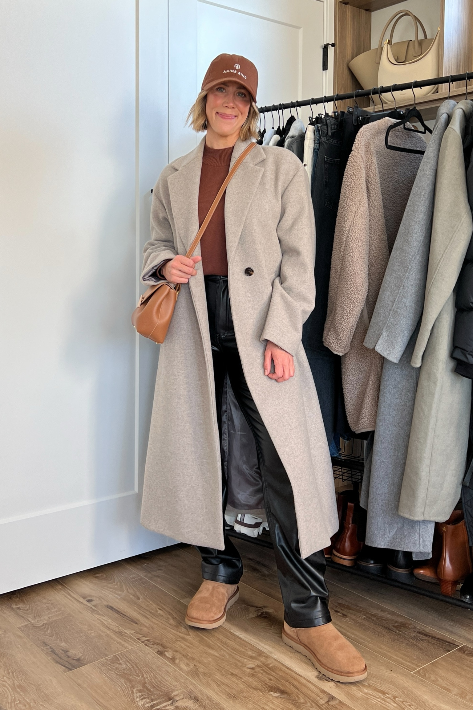 Wearing 26/regular leather pants, small mockneck sweater, small long wool coat, boots tts 

#LTKstyletip #LTKfindsunder100 #LTKfindsunder50