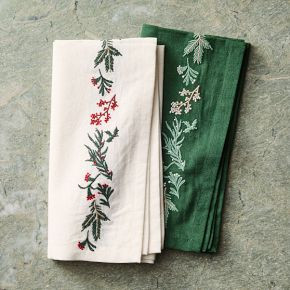 Tannenbaum Winter Berries Border Napkin Sets | West Elm (US)