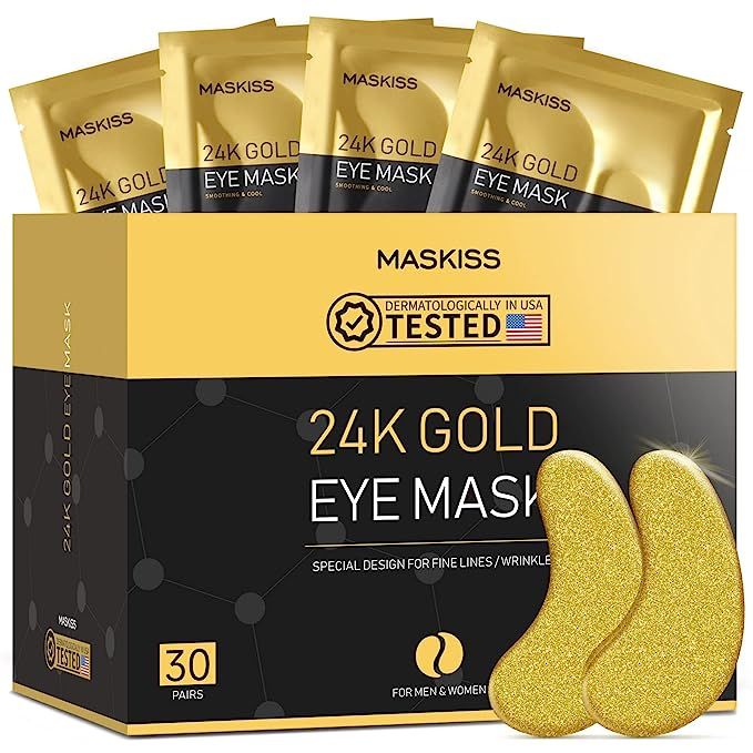 30-Pairs 24K Gold Under Eye Patches, Maskiss Eye Mask, Eye Patches for Puffy Eyes, Eye Masks for ... | Amazon (US)
