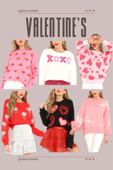  Valentines Day vibes // valentines sweaters // valentines style // pink sweater // red sweater // heart sweater // February style // sweater inspo // red dress // 

#LTKSeasonal #LTKfindsunder100 #LTKstyletip